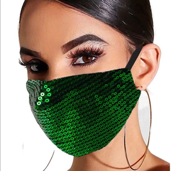 Accessories - Green Sequin Mask